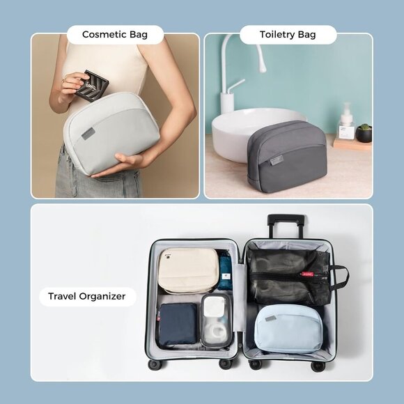 Travel Toiletry Bag, Multi-Compartment Cosmetic Bag, Water-Resistant Makeup Bag - Picture 6 of 7